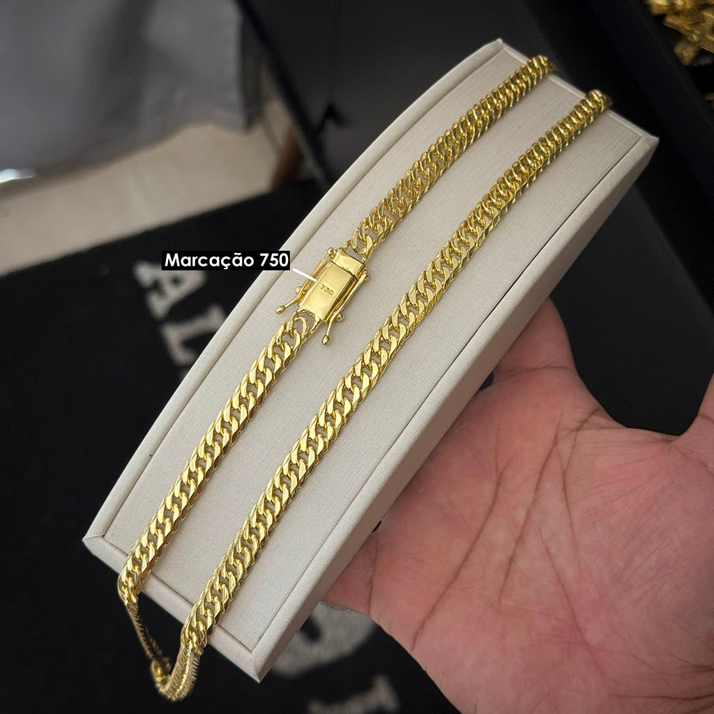 Corrente Grumet 8mm Fecho 7 Banhado a Ouro 18K