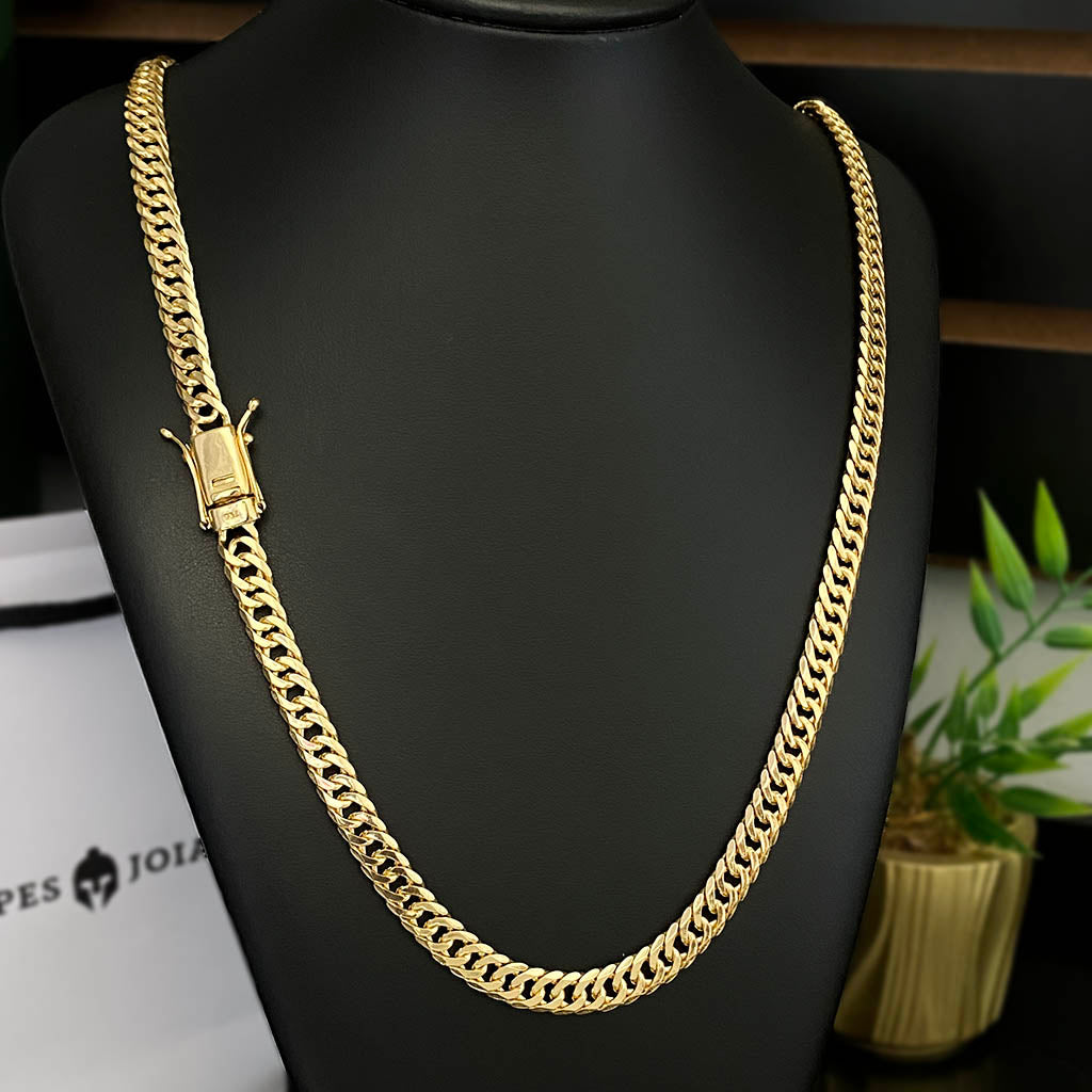 Corrente Grumet Dupla 10mm Banhada a Ouro 18K