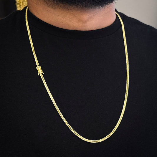 Corrente Grumet Dupla 3mm Banhada a Ouro 18K