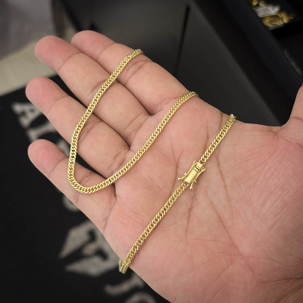 Corrente Grumet Dupla 3mm Banhada a Ouro 18K