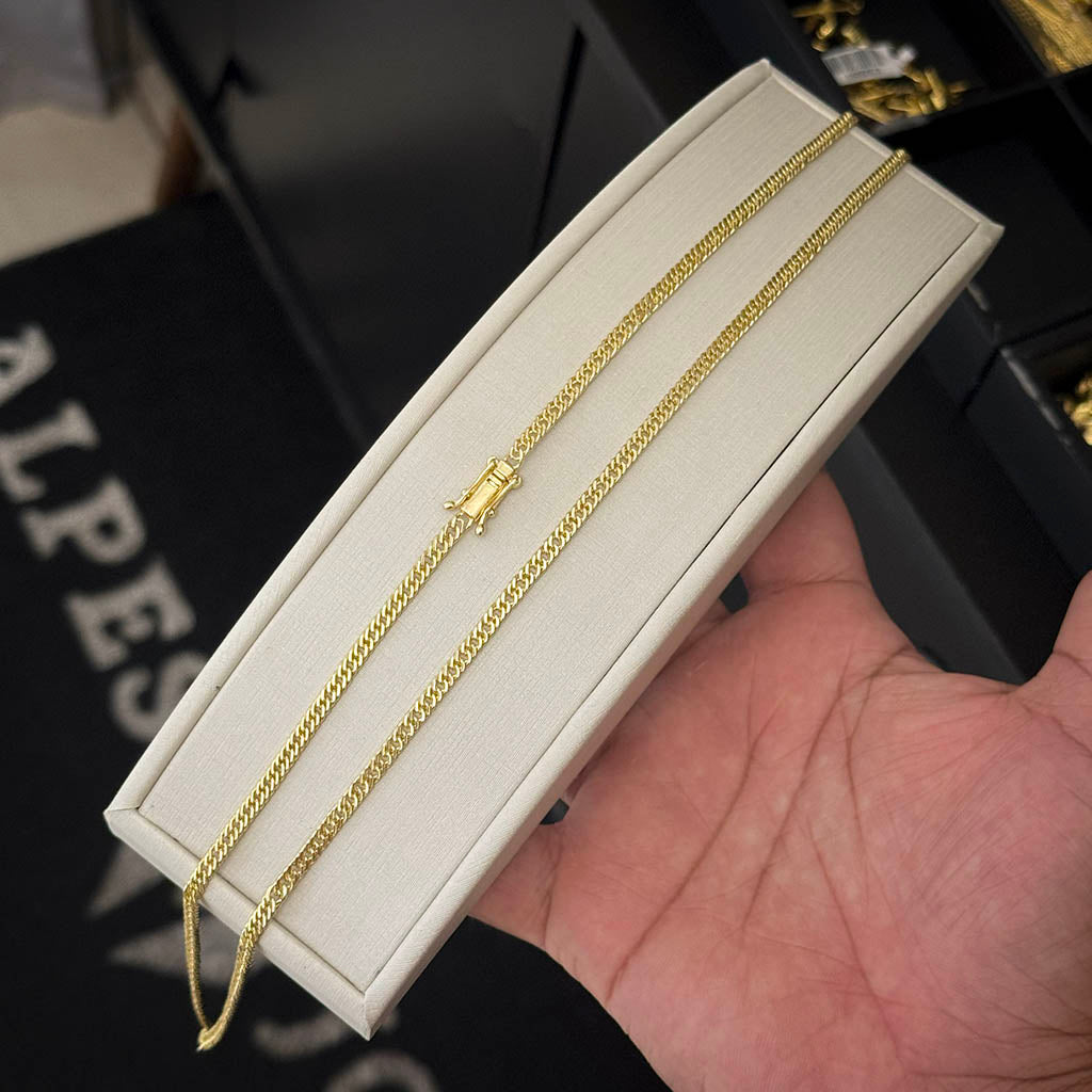 Corrente Grumet Dupla 3mm Banhada a Ouro 18K