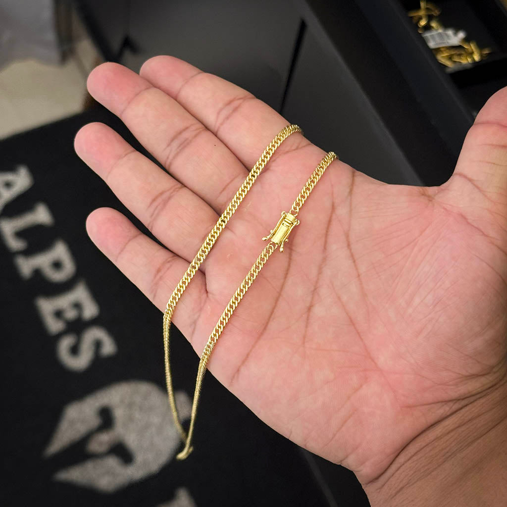Corrente Grumet Dupla 3mm Banhada a Ouro 18K