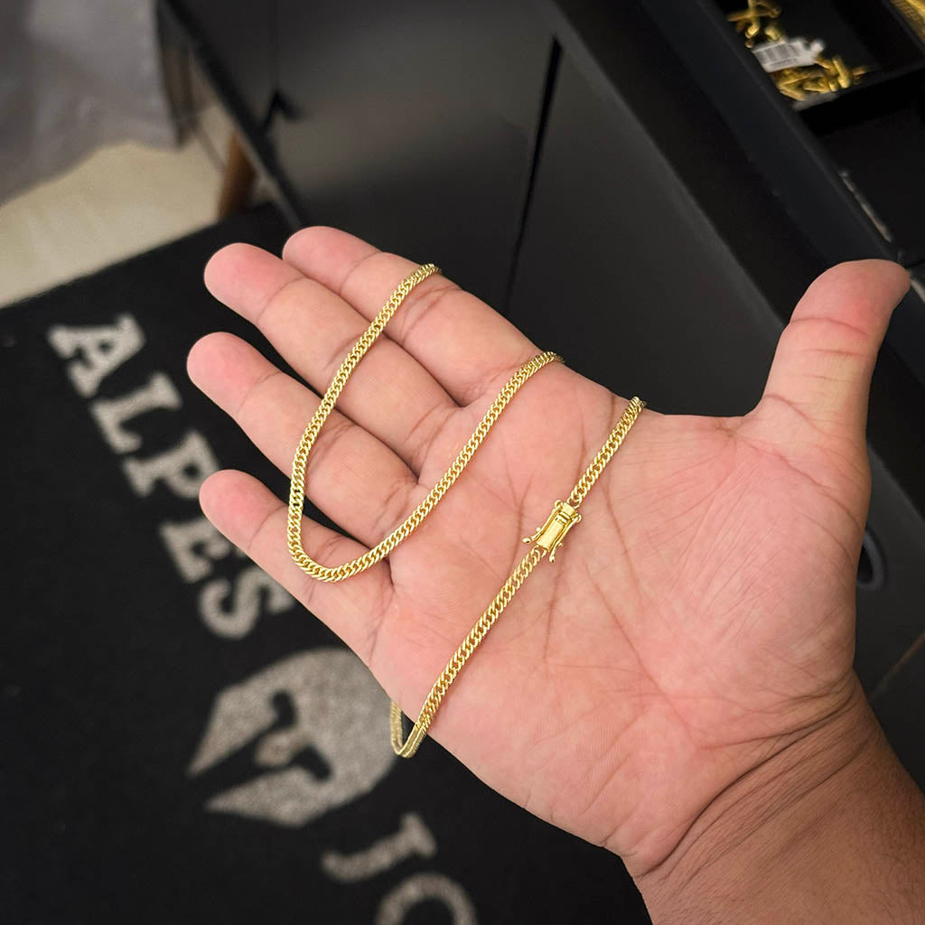 Corrente Grumet Dupla 3mm Banhada a Ouro 18K