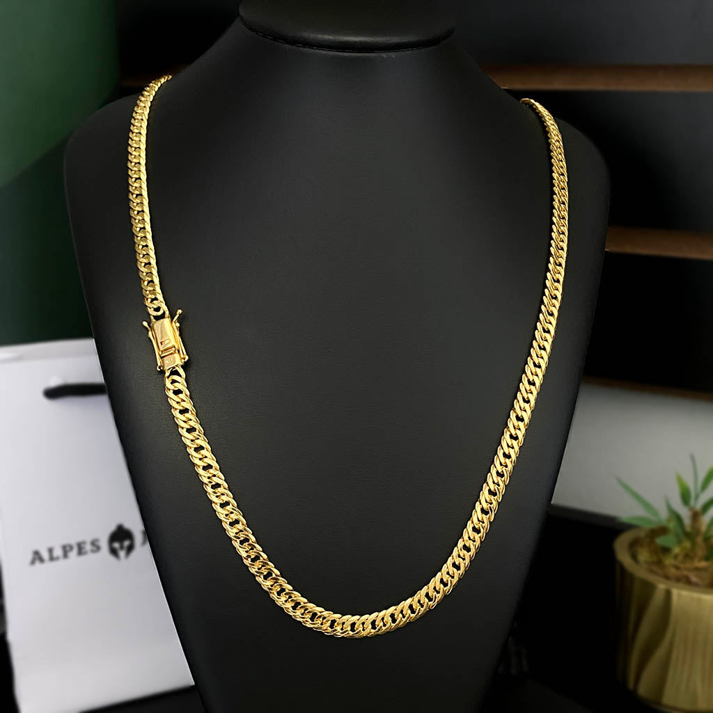 Corrente Grumet Dupla 7mm Banhada a Ouro 18K