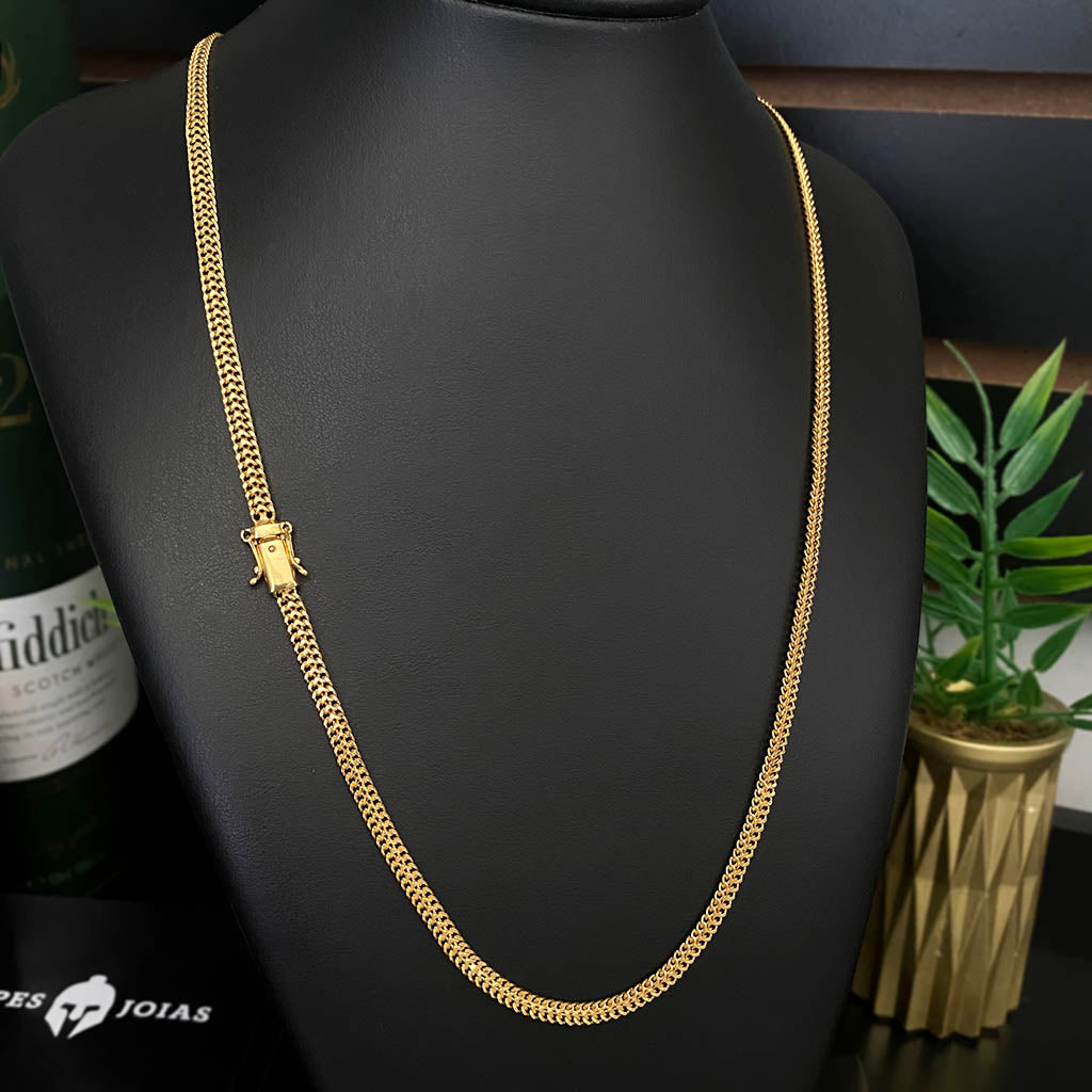 Corrente Lacraia 5mm Banhada a Ouro 18K
