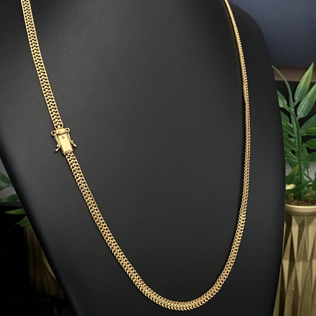 Corrente Lacraia 5mm Banhada a Ouro 18K