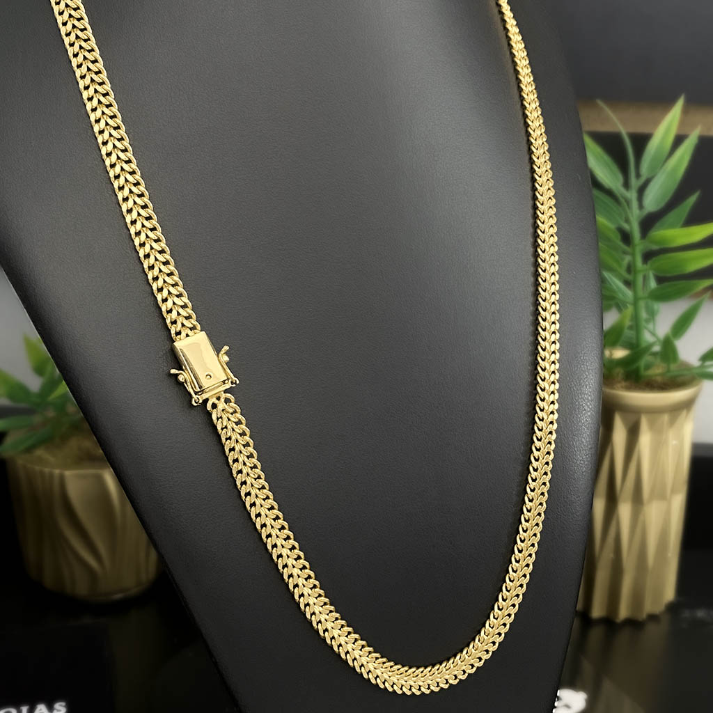 Corrente Lacraia 8mm Banhada a Ouro 18K