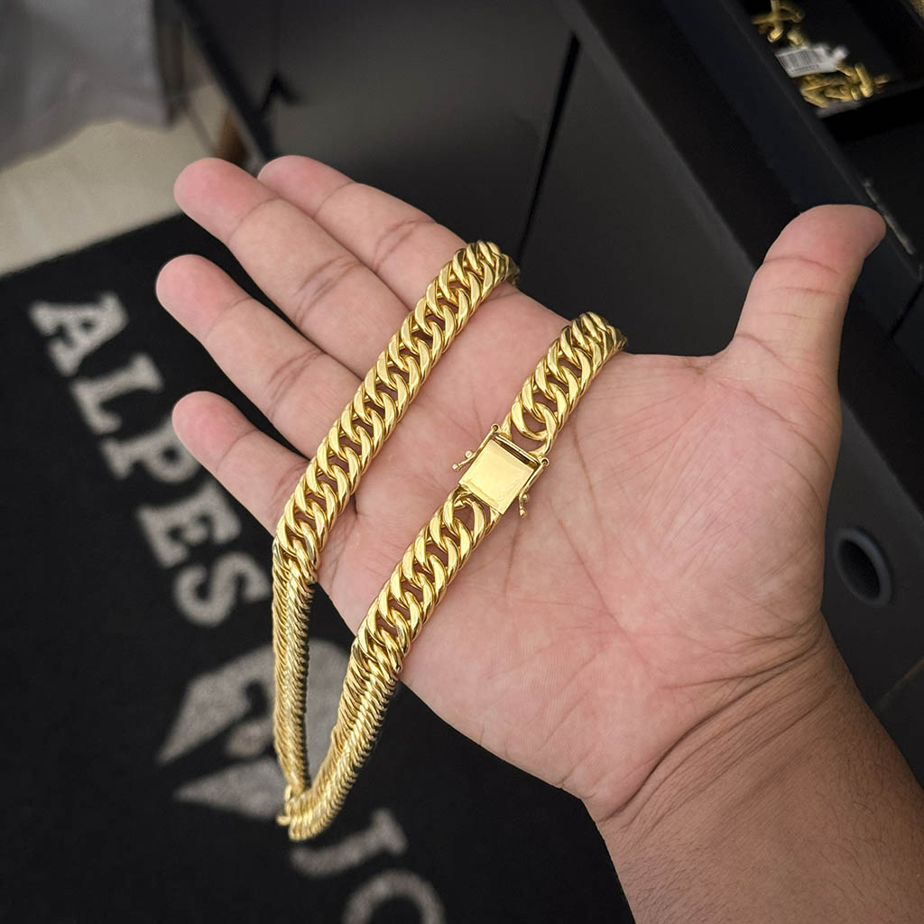 Corrente Maciça 13mm Banhada a Ouro 18K