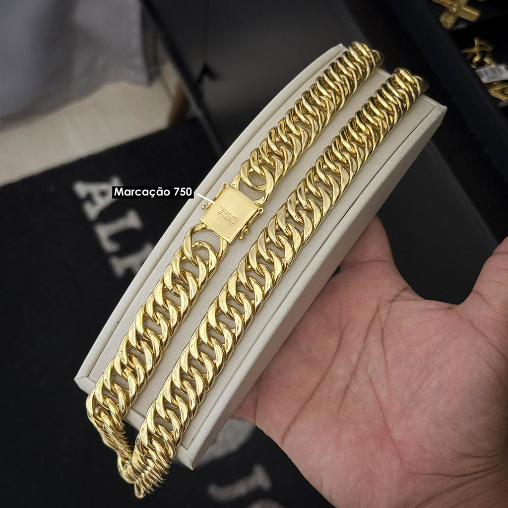 Corrente Maciça 18mm Banhado a Ouro 18K
