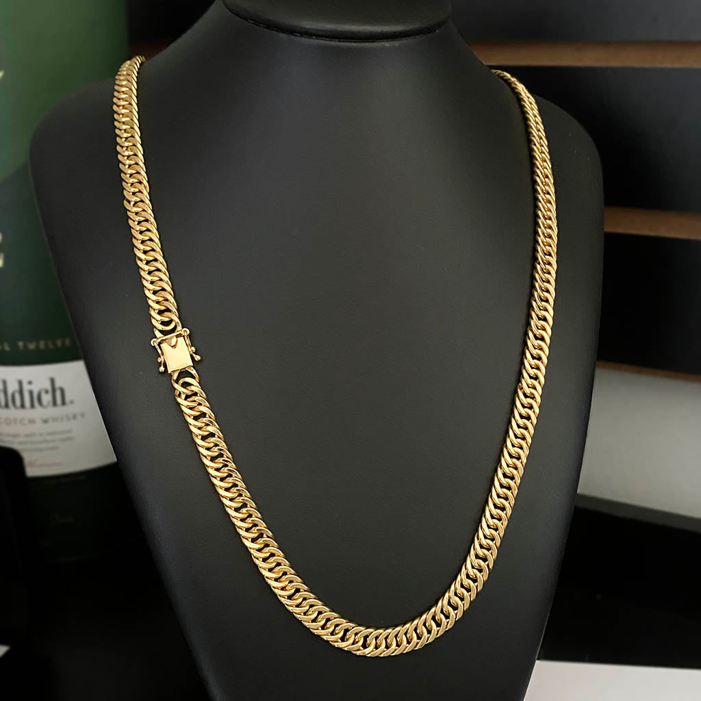 Corrente Maciça 8mm Banhada a Ouro 18K
