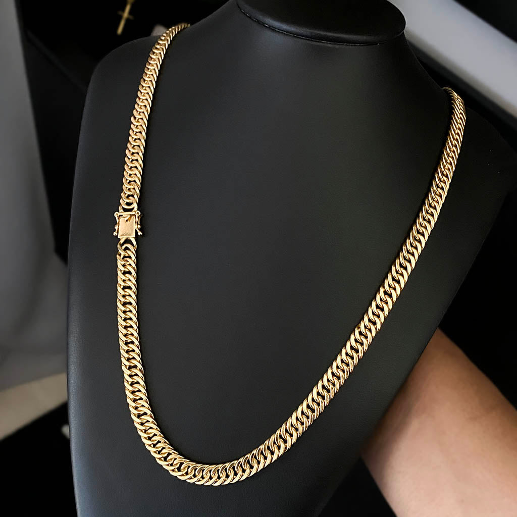 Corrente Maciça 8mm Banhada a Ouro 18K