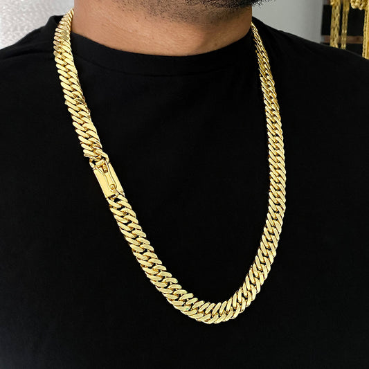 Corrente Maciça Grumet 13mm Banhada a Ouro 18K