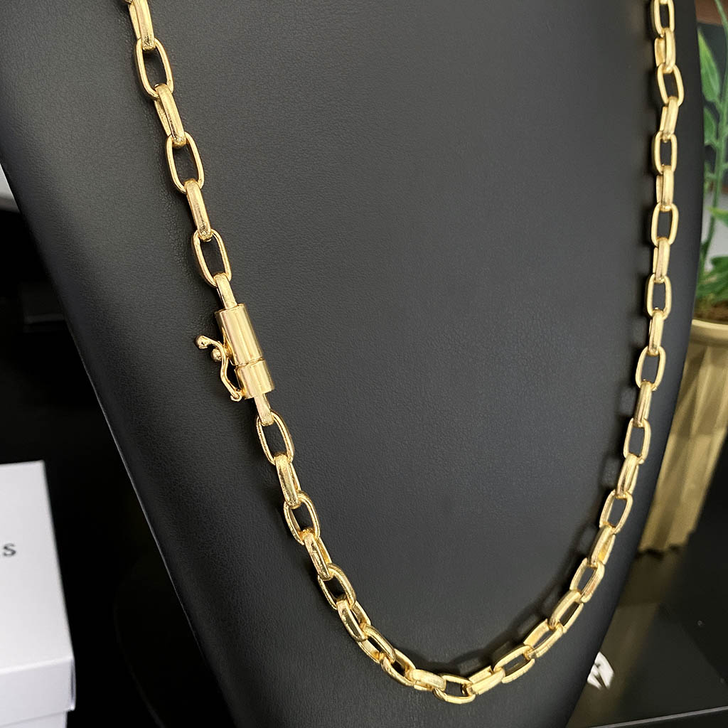 Corrente Meia Cana 6mm Banhada a Ouro 18K