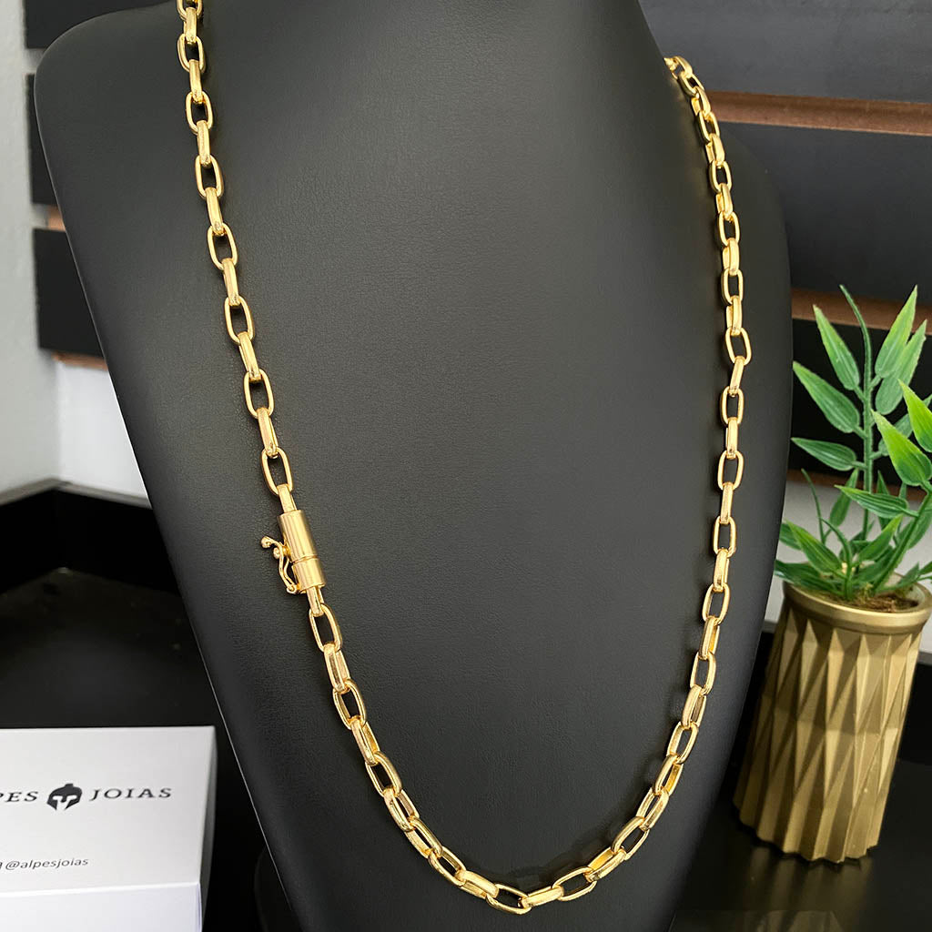 Corrente Meia Cana 6mm Banhada a Ouro 18K