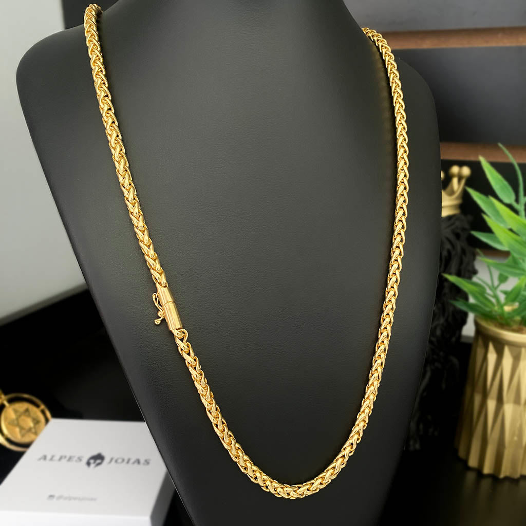 Corrente Peruana 7mm Banhada a Ouro 18K