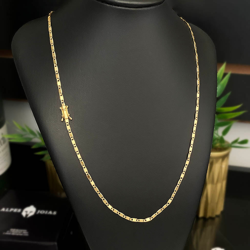 Corrente Piastrini 3mm Banhada a Ouro 18K
