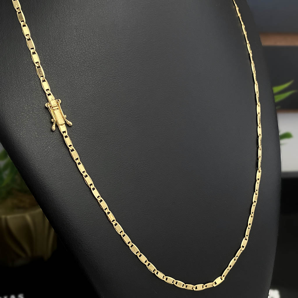 Corrente Piastrini 3mm Banhada a Ouro 18K