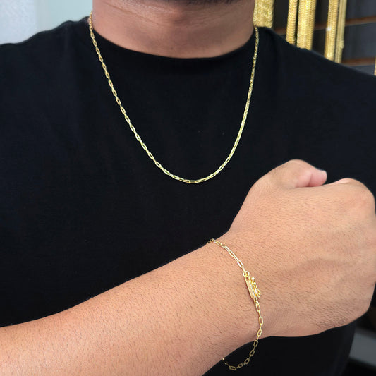Corrente + Pulseira Cartie 2mm Banhado a Ouro 18K