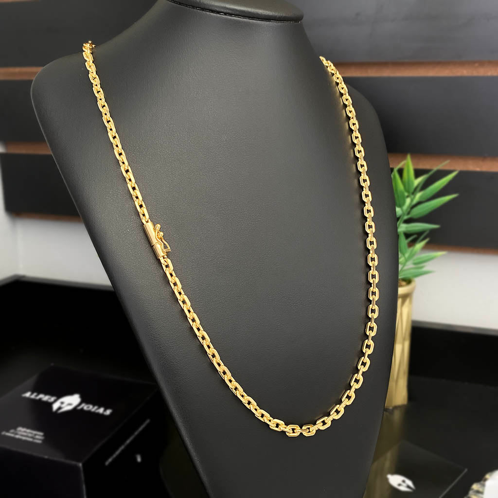 Corrente + Pulseira Cadeado 5mm Banhado a Ouro 18K