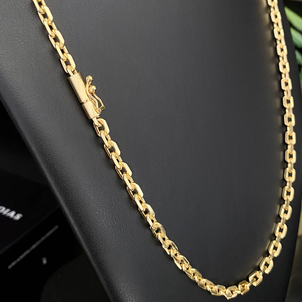Corrente + Pulseira Cadeado 5mm Banhado a Ouro 18K