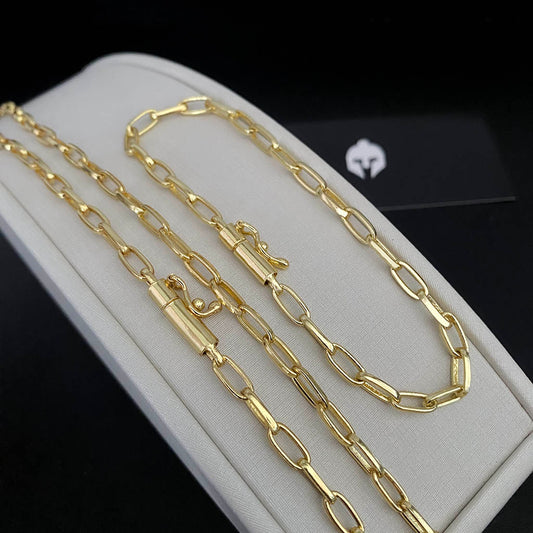 Corrente + Pulseira Meia Cana 4mm Banhado a Ouro 18K