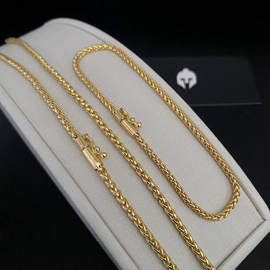 Corrente + Pulseira Peruana 3mm Banhado a Ouro 18K