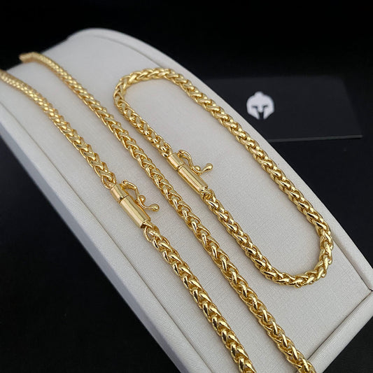 Corrente + Pulseira Peruana 5mm Banhado a Ouro 18K