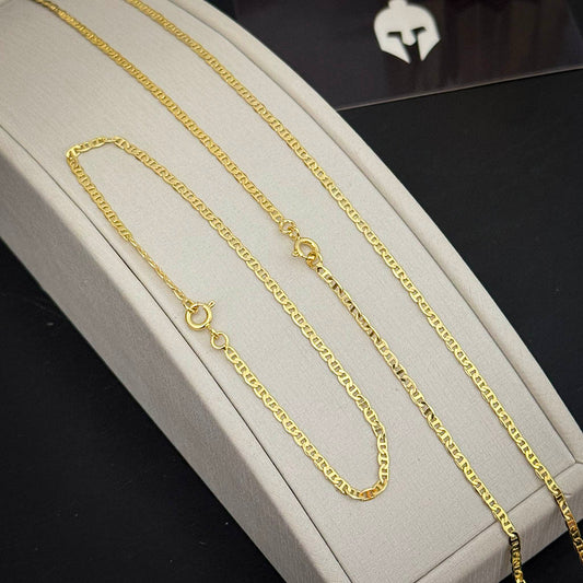 Corrente + Pulseira Piastrini 2mm Banhado a Ouro 18K