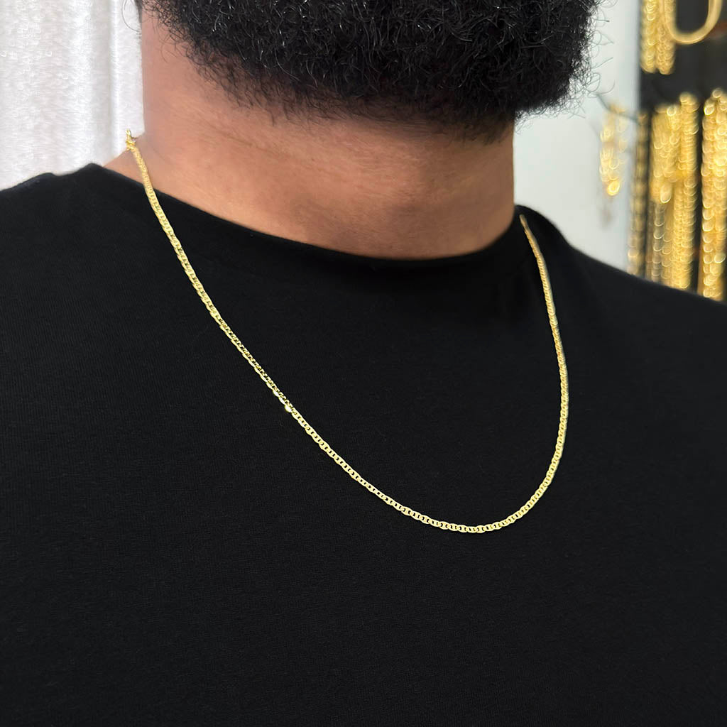 Corrente + Pulseira Piastrini 2mm Banhado a Ouro 18K