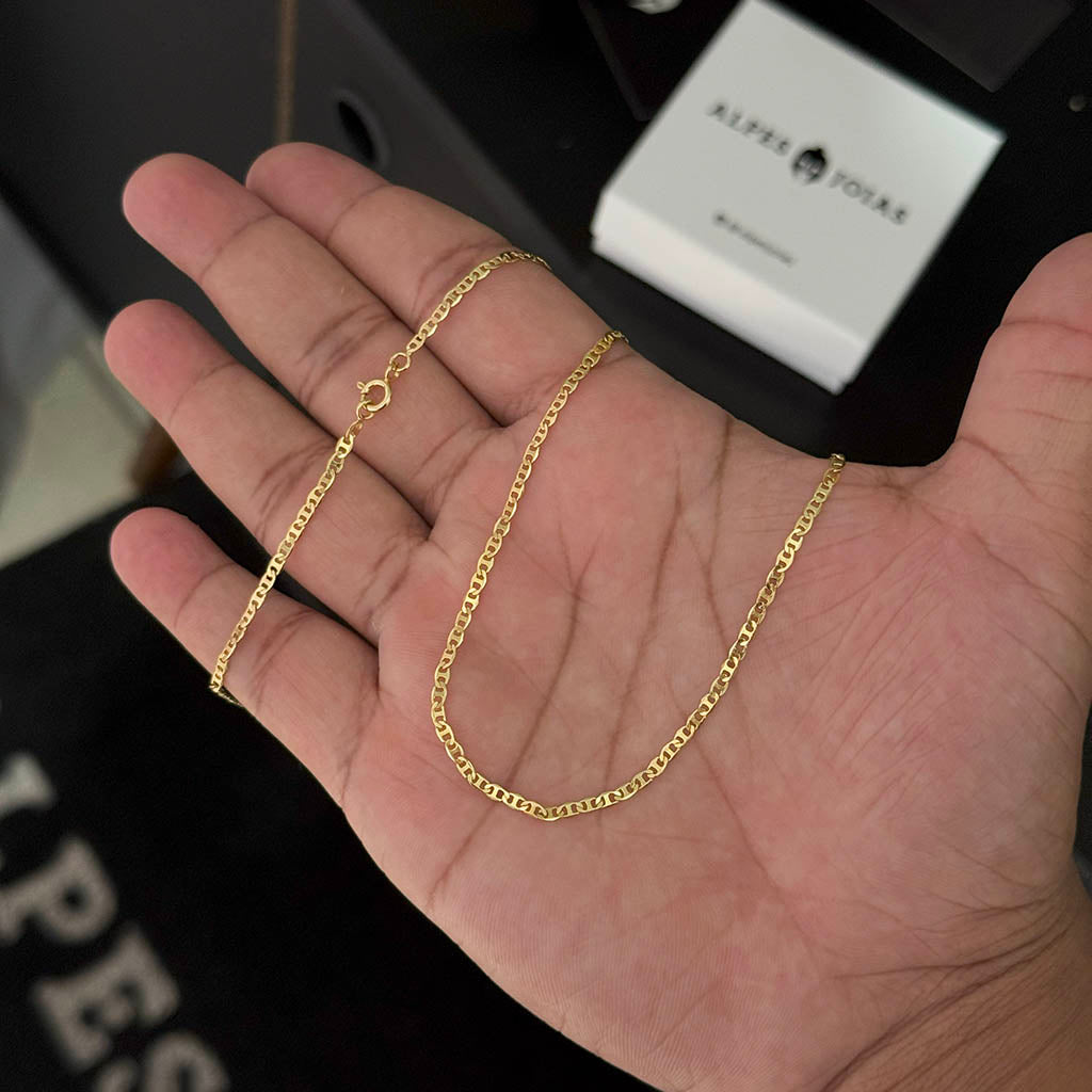 Corrente + Pulseira Piastrini 2mm Banhado a Ouro 18K