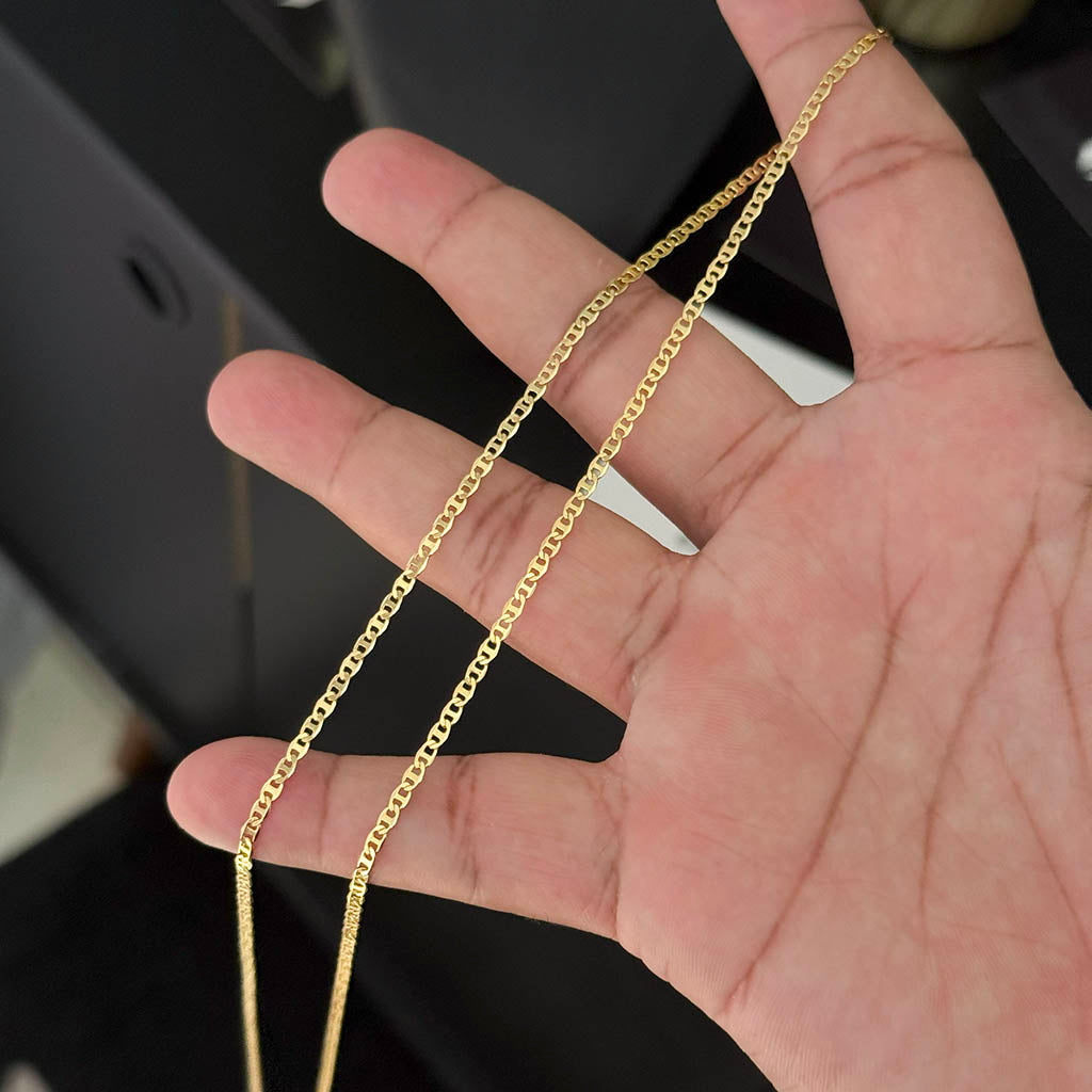 Corrente + Pulseira Piastrini 2mm Banhado a Ouro 18K