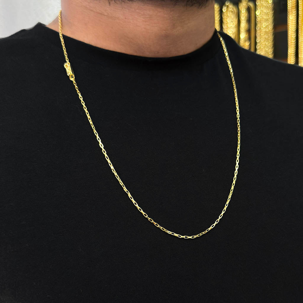 Corrente + Pulseira Tijolinho 1,5mm Banhado a Ouro 18K