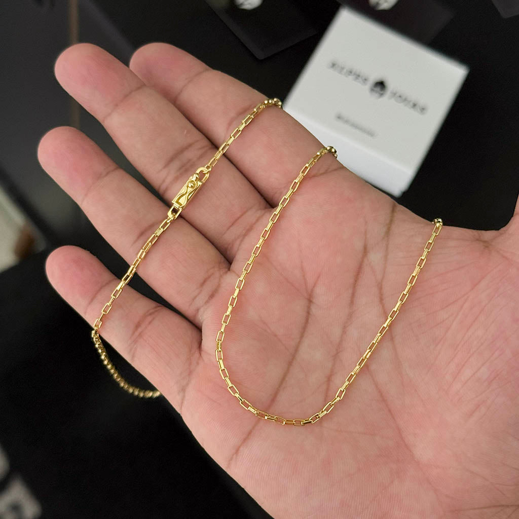 Corrente + Pulseira Tijolinho 1,5mm Banhado a Ouro 18K