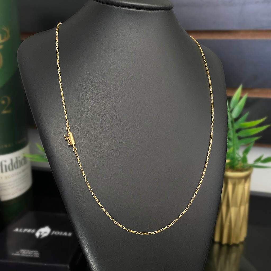 Corrente Tijolinho 1mm Banhada a Ouro 18K