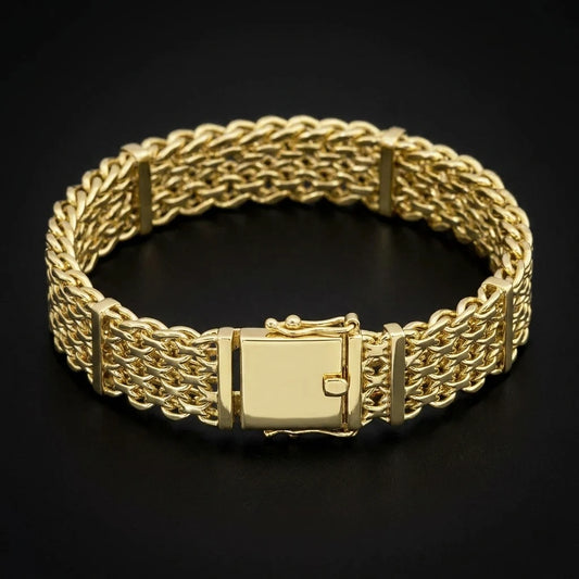 Pulseira Bismark 13mm Banhado a Ouro 18K