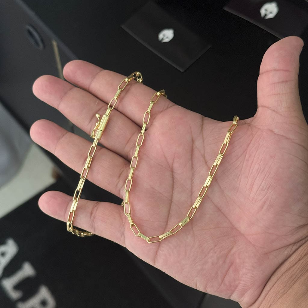 Corrente Elo Alongado 4mm Banhado a Ouro 18K