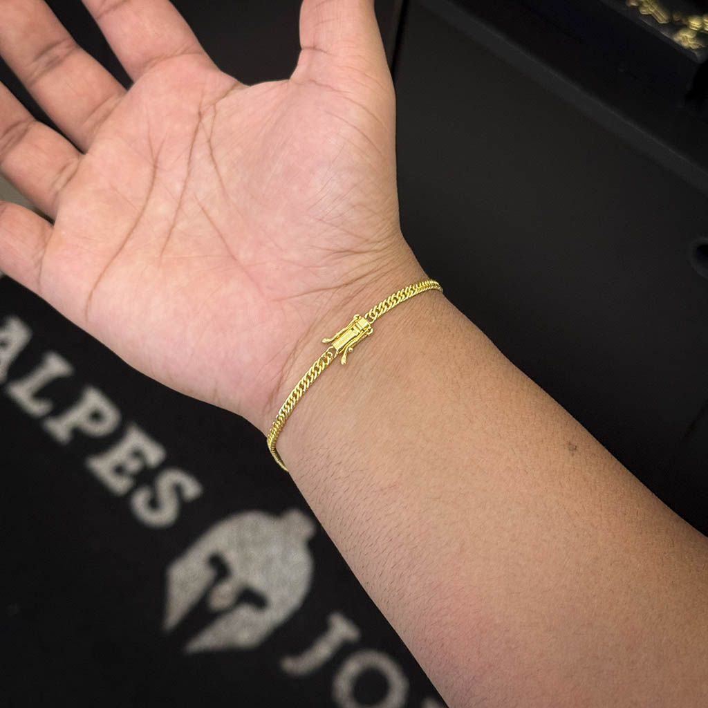 Pulseira Grumet Dupla 3mm Banhada a Ouro 18K