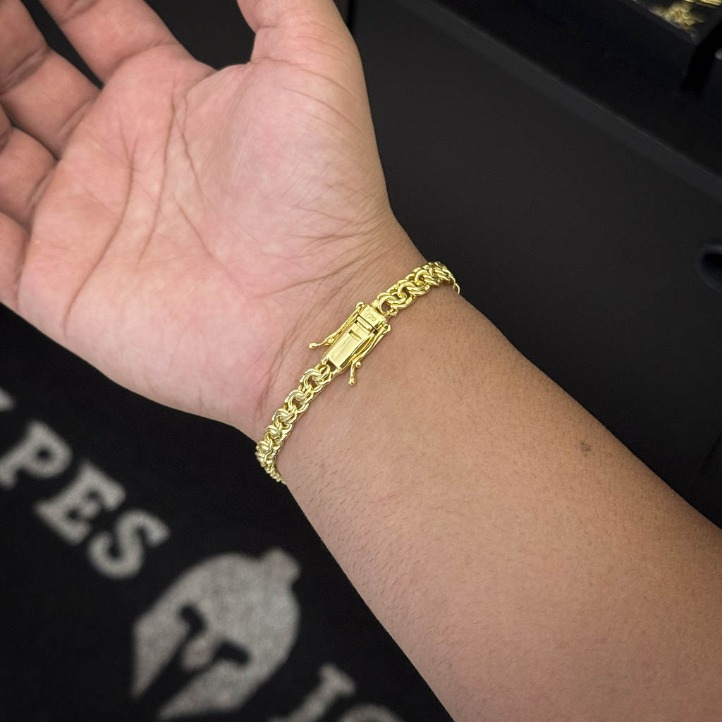Pulseira Friso Duplo 6mm Banhada a Ouro 18K