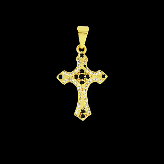 Pingente Cruz Cravejada Banhada a Ouro 18K