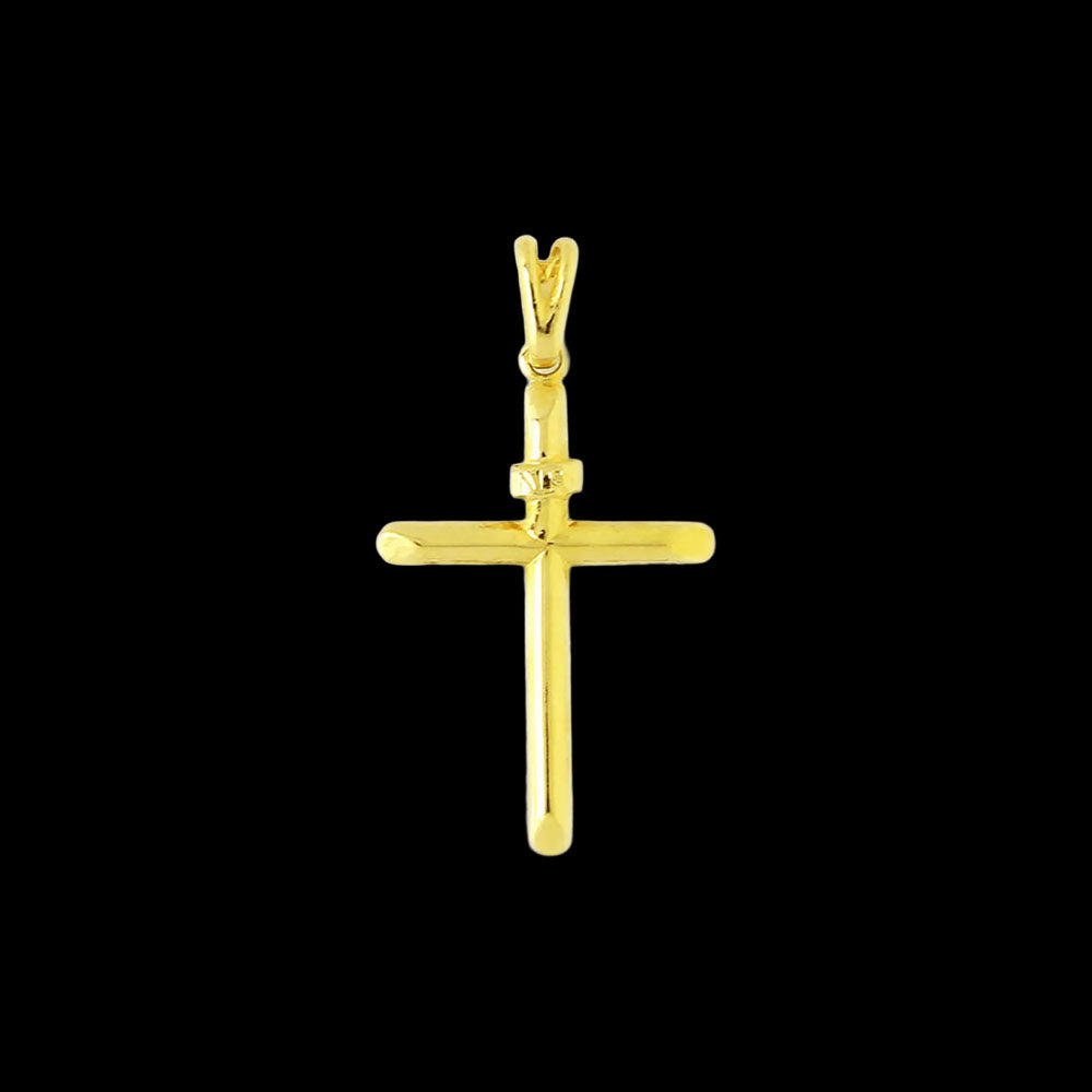 Pingente Cruz Inri Lisa Banhada a Ouro 18K