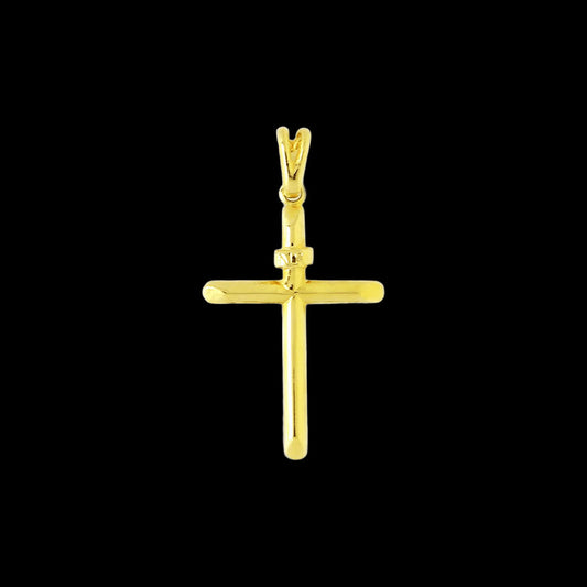 Pingente Cruz Inri Lisa Banhada a Ouro 18K