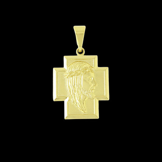 Pingente Face de Cristo Perfil Banhado a Ouro 18K