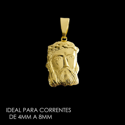 Pingente Face de Jesus (M) Banhado a Ouro 18K