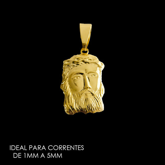 Pingente Face de Jesus (P) Banhado a Ouro 18K