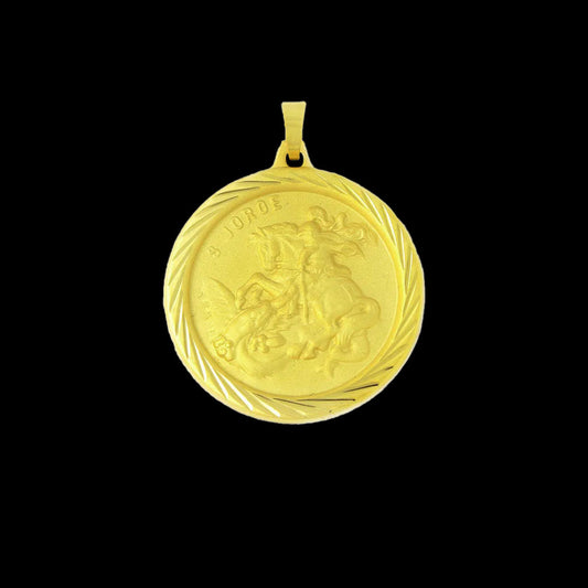 Pingente Medalha de São Jorge Grande Banhada a Ouro 18K