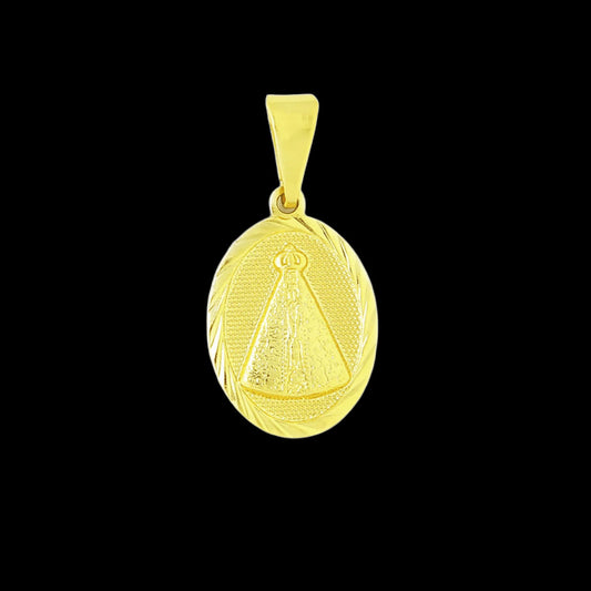 Pingente Oval Nossa Senhora Aparecida Banhado a Ouro 18K
