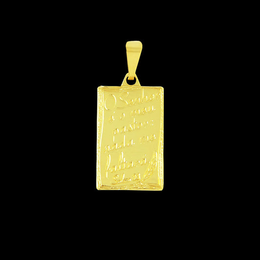Pingente Placa O Senhor é meu Pastor Banhada a Ouro 18K