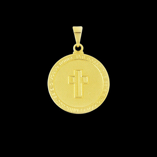 Pingente Redondo Pai Nosso Banhado a Ouro 18K