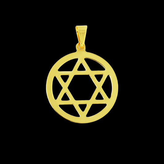 Pingente Estrela de Davi Lisa Banhado a Ouro 18K