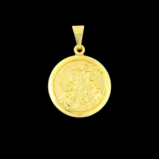 Pingente Medalha de São Jorge Maciço Banhado a Ouro 18K